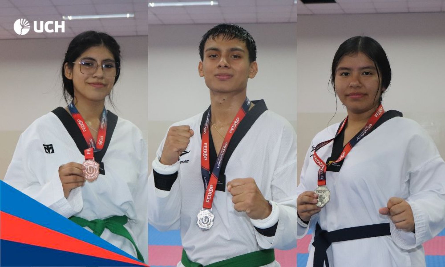 Tres medallas para la UCH en torneo de Taekwondo de FEDUP